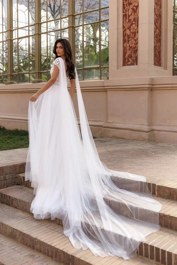 Voile de mariée long en tulle VOILE002 vue de dos Ellebeline