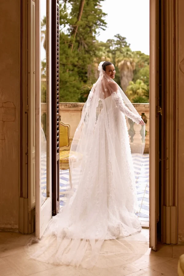 Voile de mariée long en tulle VOILE006 vue de dos Ellebeline